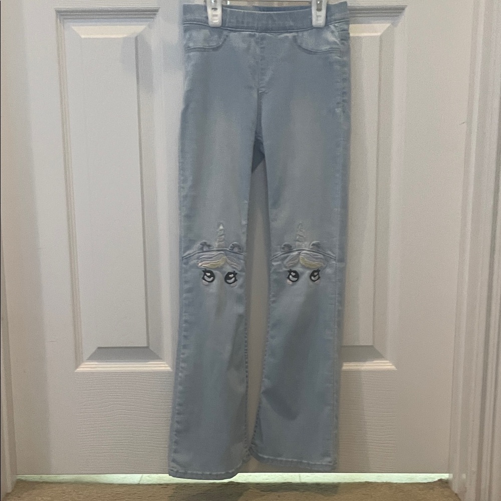 Light Blue unicorn Embroidered kids Jeans